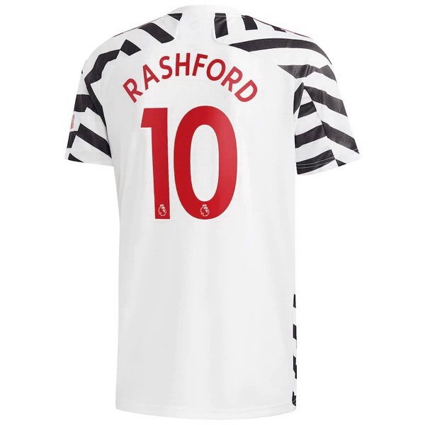 Camiseta Manchester United NO.10 Rashford Replica Tercera Ropa 2020/21 Blanco